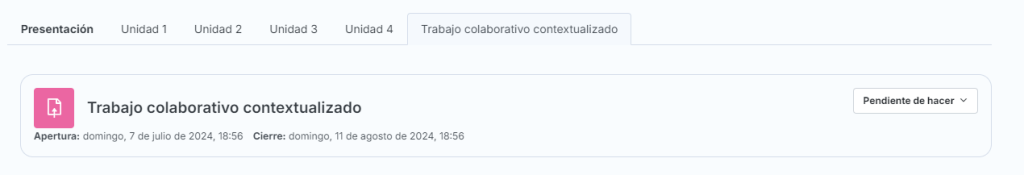 Encabezado del espacio de trabajo colaborativo contextualizado